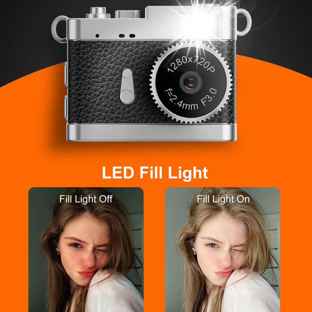 Mini Keychain Digital Camera 1080P Retro Aesthetic Pocket Sized Vintage Camera with 0.96in Screen