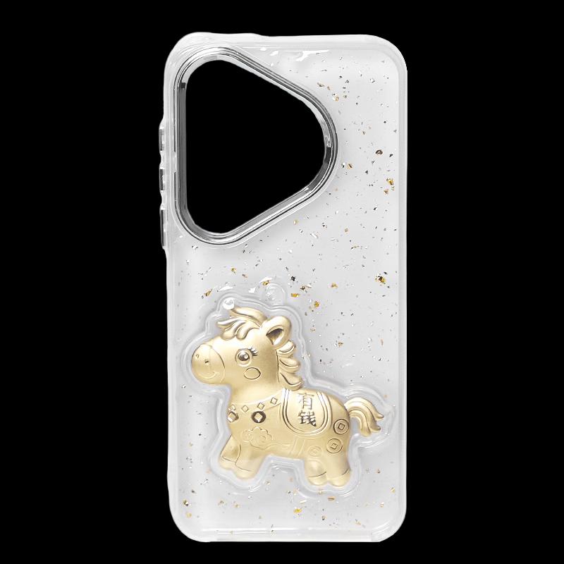 Smorss New Year Horse Gold Design Transparent TPU Case for Huawei Pura70 Pro