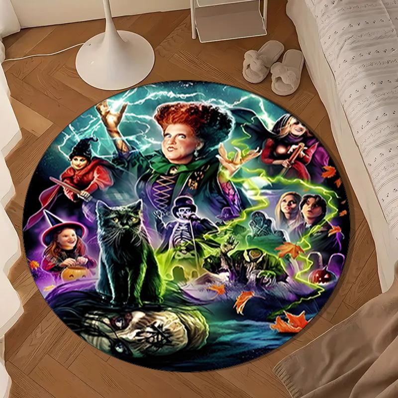 Hocus Halloween Night Round Mat, Anti-slip Circle Carpet Chair Rug For livingroom,Bedroom, Doormat Home Decor Gift Christmas Gifts