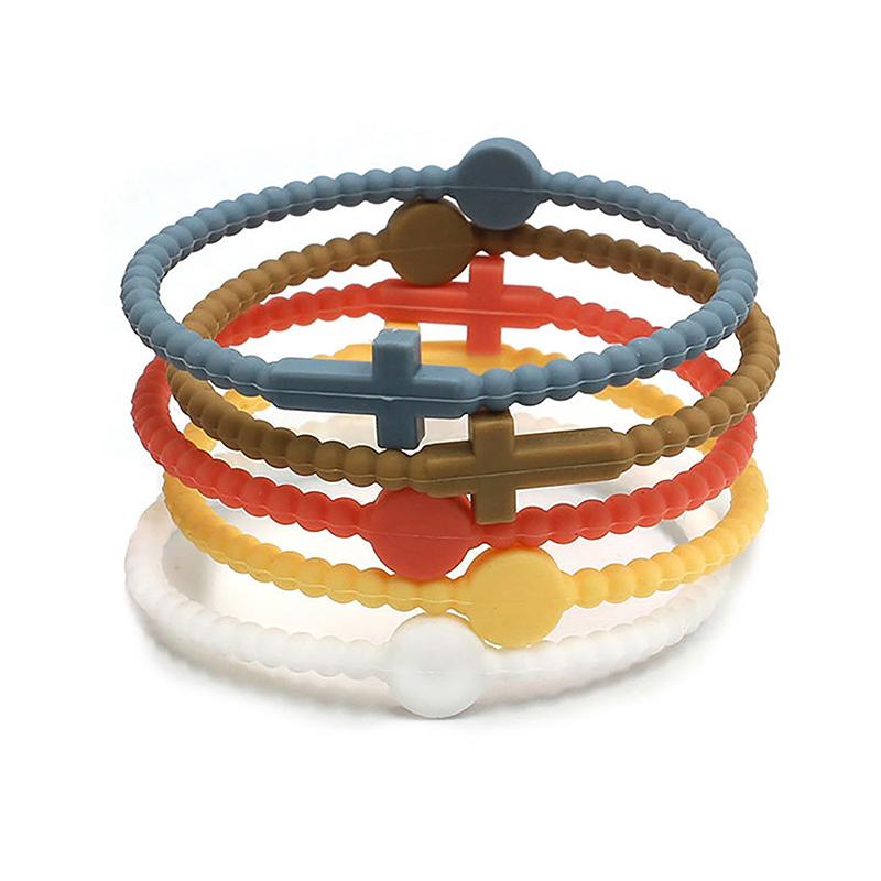 5 stk Enkelt korsarmbånd Silikon Tynne armbånd Barnas Fargerike armbånd