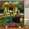 Retro Landschaft Duschvorhang Pflanze Blume Garten Natur Szenerie Wasserdichtes Gewebe Polyester Badezimmervorhang Badezimmer Zubehör