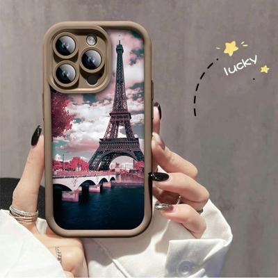 Eyfel Kulesi Baskılı Moda Kılıf Esnek Yumuşak Silikon TPU Kabuk Tam Arka Kapak iPhone Samsung için