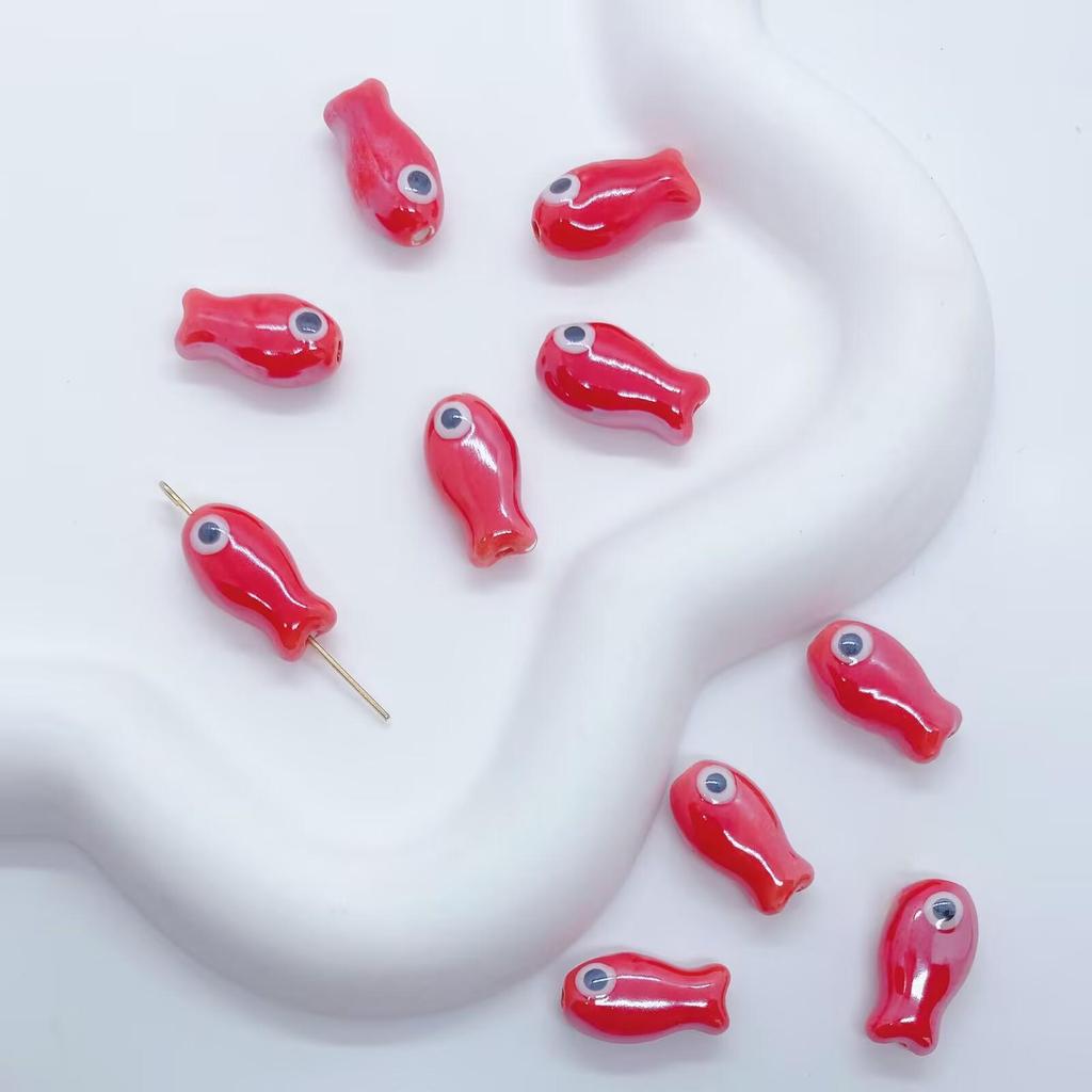 Hand-Painted Small Fish Eye Ceramic Beads for DIY Necklaces & Bracelets