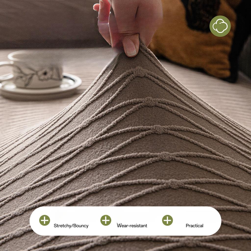 Pokrowiec na sofę z polaru żakardowego, Uniwersalny na wszystkie pory roku, Elastyczny, Kompleksowo zakrywający, Uniwersalny pokrowiec, Mocowany i antypoślizgowy.