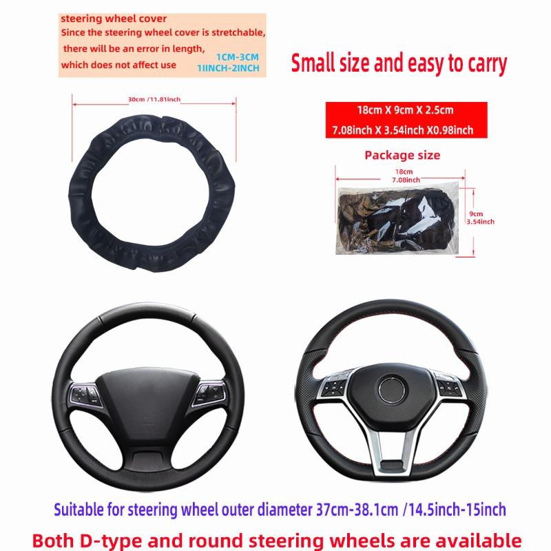 Four Season Universal Car Steering Wheel Cover Wear-resistant Embossed Leather Comfortable and Soft Suitable for 14.5-15 Inches