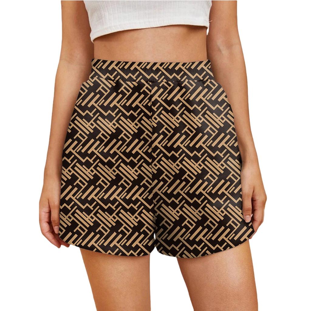 Ladies Casual Fashion High Waist Floral Elasticated Waist Shorts