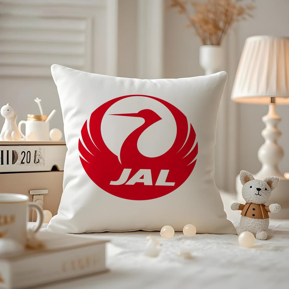Japan Airlines Cushion Cover Anti-dustmite Pillowcase Invisible Zipper Silky Short Plush Sofa Cushion Cover