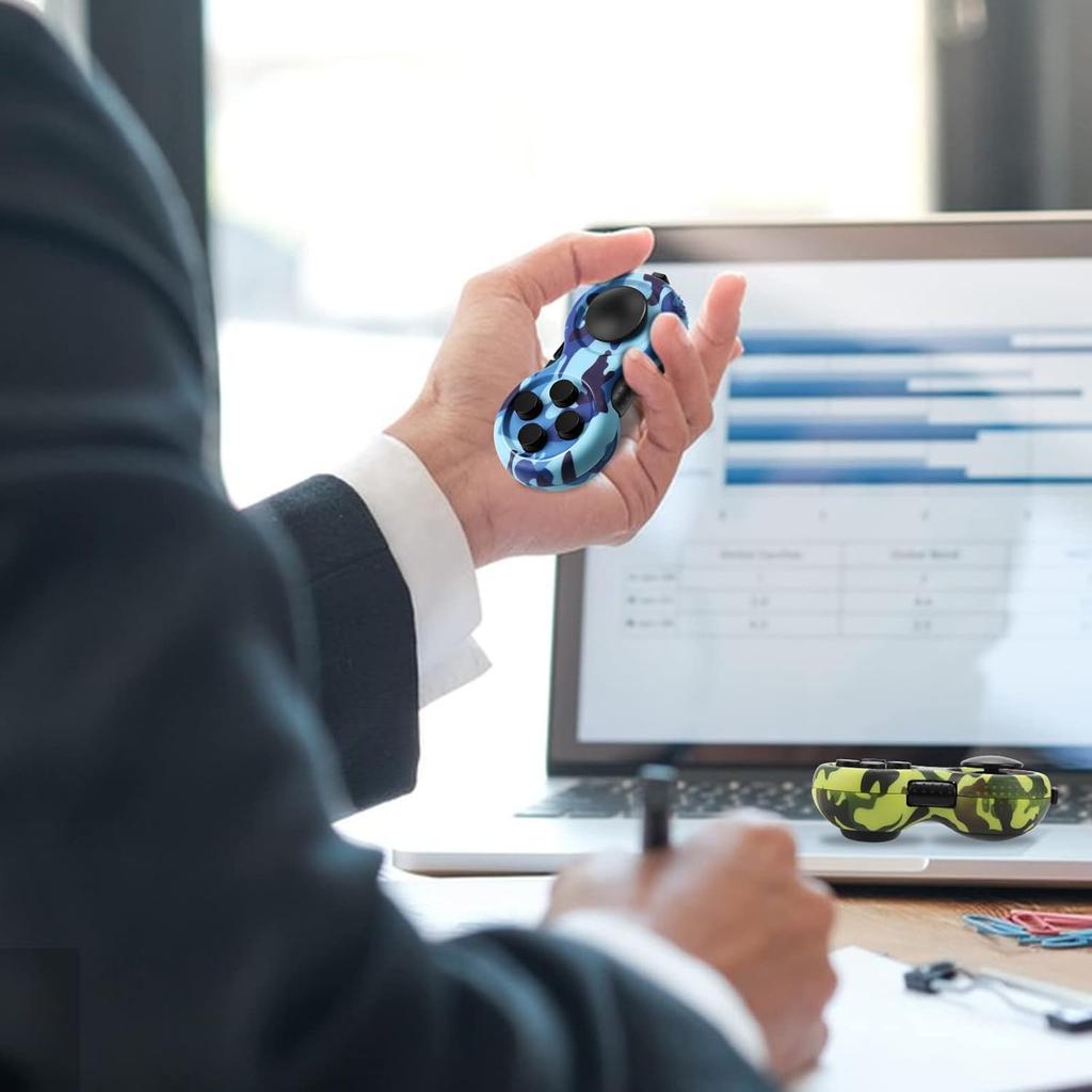 Fidget Toy Game, Rubberized Classical Controller Fidget Concentration Toy with 8-Fidget Functions and Lanyard for Relieving Stress and Anxiety