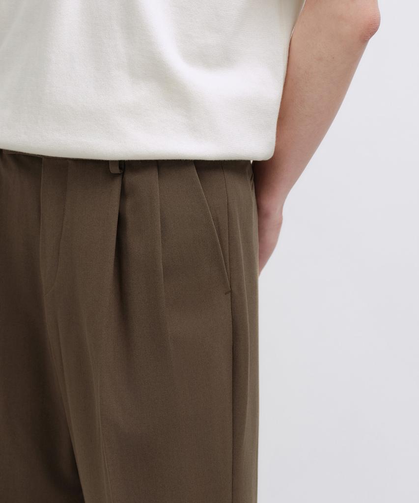 MUSINSA STANDARD Real Wide Hidden Banding Slacks [Brown]