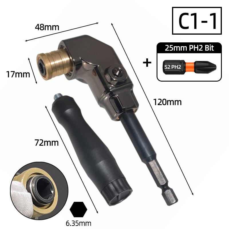 90 Angle Screwdriver Set Socket Holder Adapter Adjustable Bits Drill Bit Screw Driver Tool Hex Bit Socket Slotted Phillips Bits