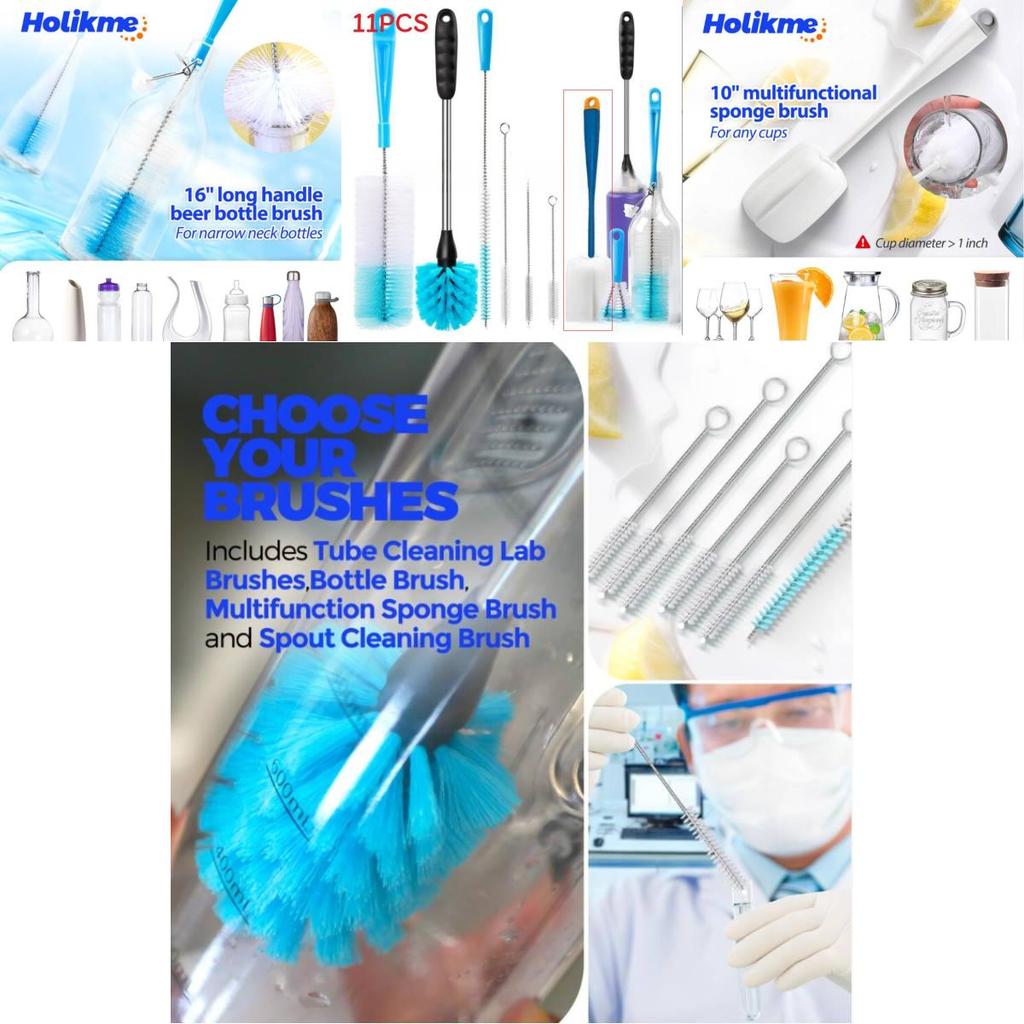 Household Bottle Cleaning Brush Set For Narrow Neck Bottles And Water Containers