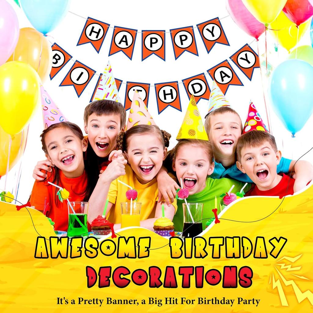 VitalCozy Anime Theme Dragon Happy Birthday Bunting Banner Pre-string with Black Letters Birthday Decoration Banner for Anime Party Supplies