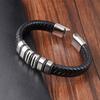 Men's Titanium Steel Braided Leather Bracelet Handmade Minimalist Leather Cuff Fashion Accessory
