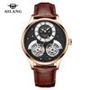 AILANG Brand New Double Pendulum Hollow Tourbillon Watch Men's Automatic Mechanical Watch Deep Waterproof Leather Watch Relogio