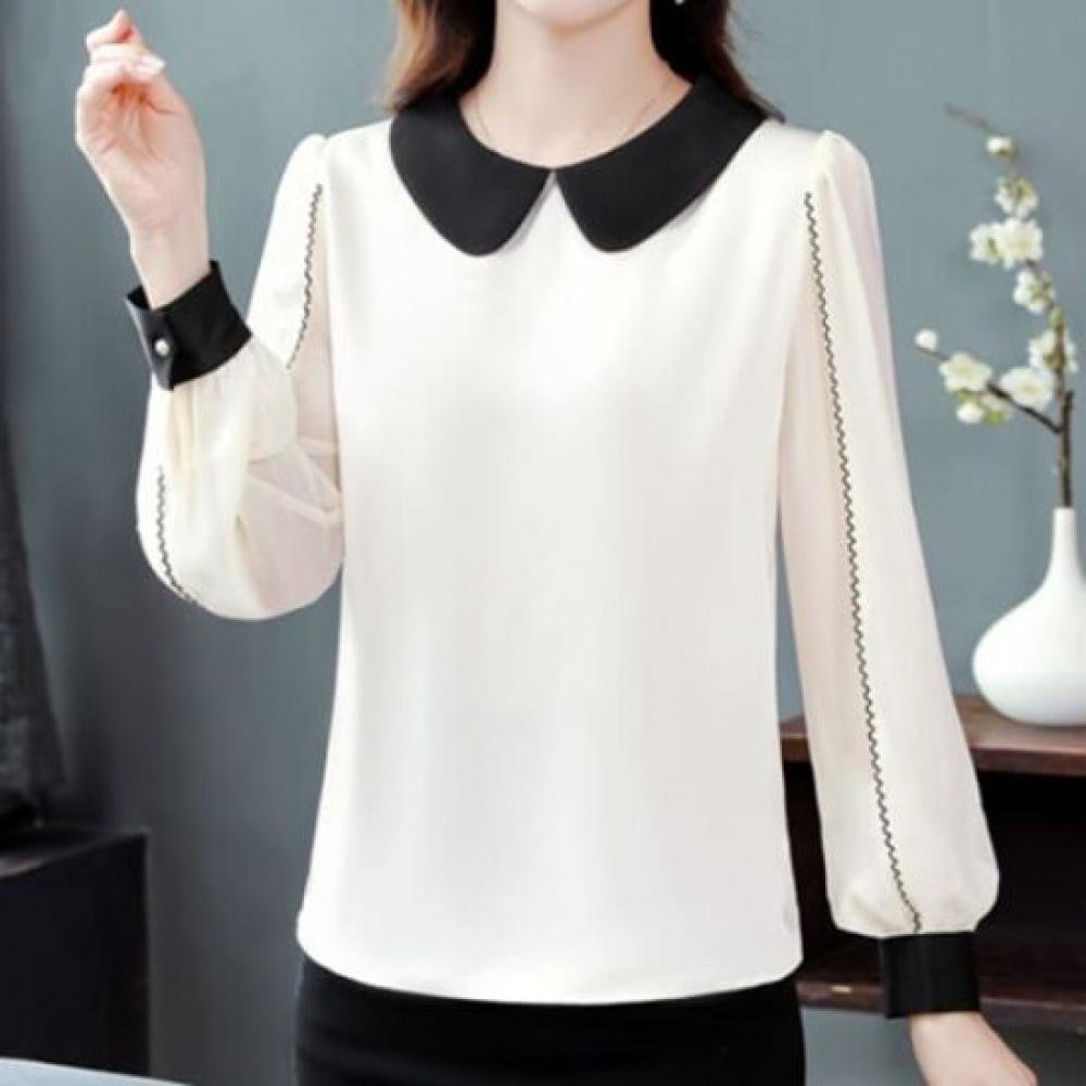 Navava Romantic Color Collar Long Sleeve Blouse Nb1981