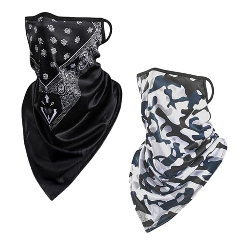 

Маска для обличчя [Набір з 2 штук] Захист від УФ-променів Прохолодна маска для обличчя Захист шиї Спорт на відкритому повітрі (Пейслі 2/Камуфляж)