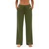 Pantaloni Casual da Donna a Vestibilità Larga con Coulisse in Vita, Tasche, Gamba Larga, Lunghezza Intera, in Misto Cotone e Lino, per l'Uso Quotidiano