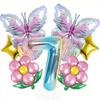 Butterfly Theme Daisy Stars Gradual Change Color Digital Aluminum Film Balloon Set Birthday Party Decoration Props