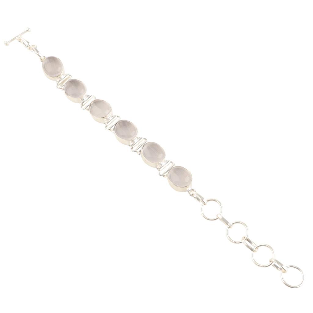 Kamień selenitowy Srebro próby 925 Biżuteria Ręcznie robiona Bransoletka 8" Dla kobiet RB-4-22