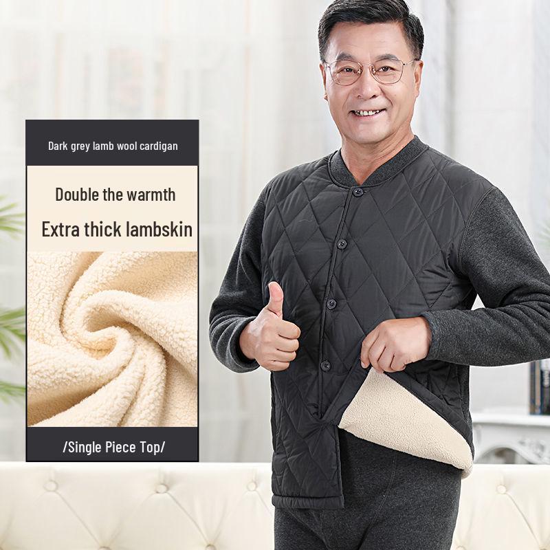 Premium Extra-Thick Winter Thermal Set for Middle-Aged and Elderly: Men's & Women's Velvet-Lined, Thick Warm Cardigan.
