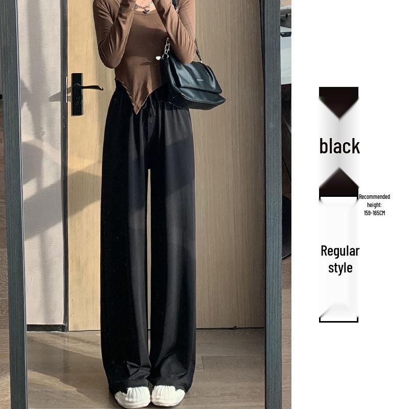 Damen Graue Hochtaillierte Cupro Sommerhose mit Weitem Bein - Petite, Leicht, Gerades Bein (145-150cm)