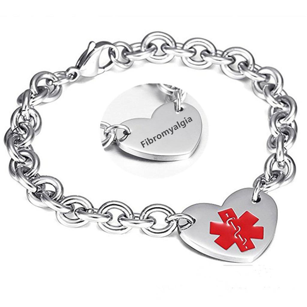 Stainless Steel Medical Logo Bracelet Women'S Titanium Heart Curb Chain O-Line Bracelet