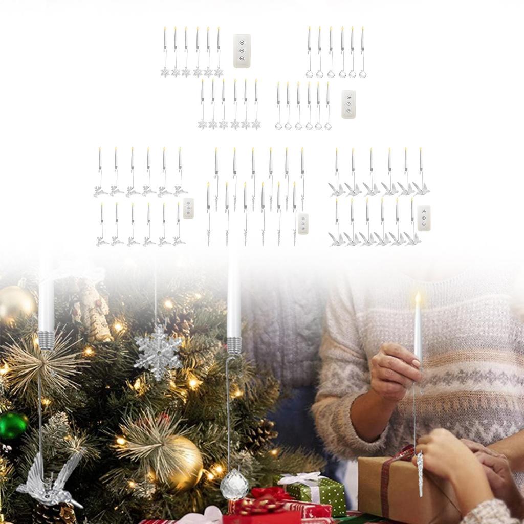 12 Pieces Christmas Tree Candles Decoration LED Candlesticks LED Short Taper Candles for Home Bedroom Halloween Holiday Wedding