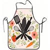 1pc Floral Kitchen Utensils Print Apron, Durable and Easy To Clean, Adjustable Waistband, Polyester Material, for Kitchen Cooking, Gardening, Orchard