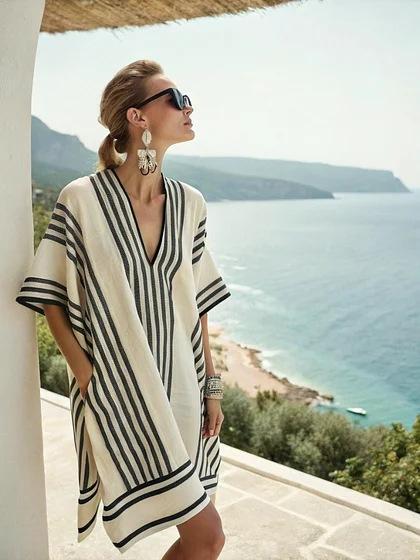 Y vacation bikini blouse sunscreen printed beach skirt European and American new models