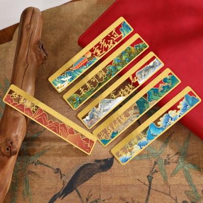 6 Pcs Oil Painting Bookmarks Page Markers Reading Bookmarkers Hollow Out Bookmarks Metal Ruler Bookmarks with Tassels