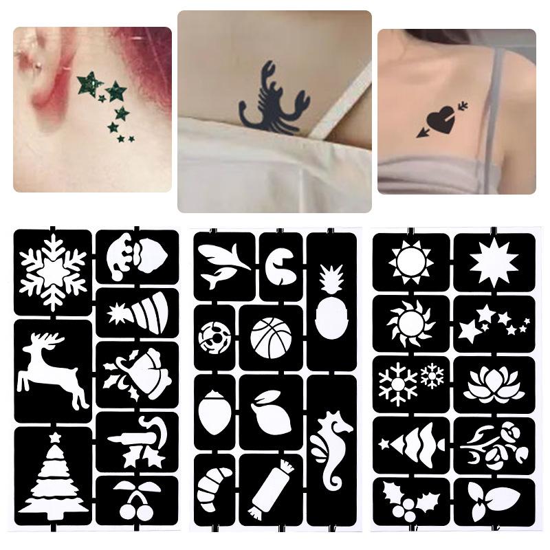 Hollow Tattoo Sticker Inkjet Template Hannah 3D Cartoon Tattoo Sticker Small Pattern