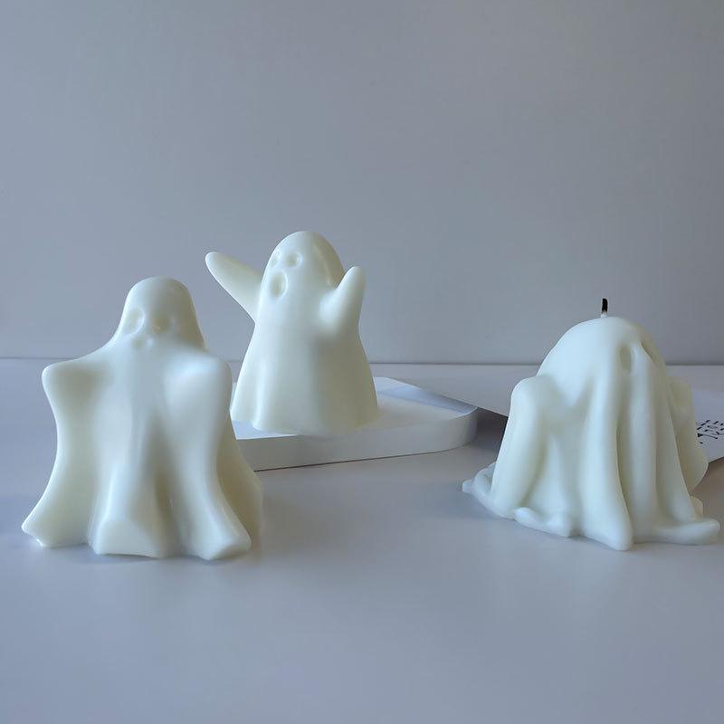 Diy Ghost Candle Silicone Mold Aromatherapy Candle Plaster Handmade Soap Mould Epoxy Craft Casting Tools For Halloween Decoratio