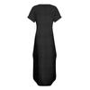 Damen Sommerkleid V-Ausschnitt Kurzarm Strandkleid Maxikleid Lang Kleider Casual Loose Fit Elegant Sommerkleid