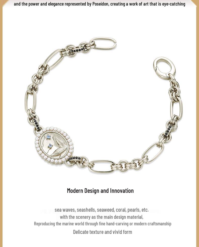 Poseidon Mermaid Fishtail Pearl Bracelet - Gold-Plated Elegant Women's Jewelry