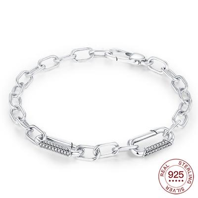 New 925 Silver Bracelet with Diamond Clasp Beaded Charm DIY Jewelry for Women Perfect Holiday Gift