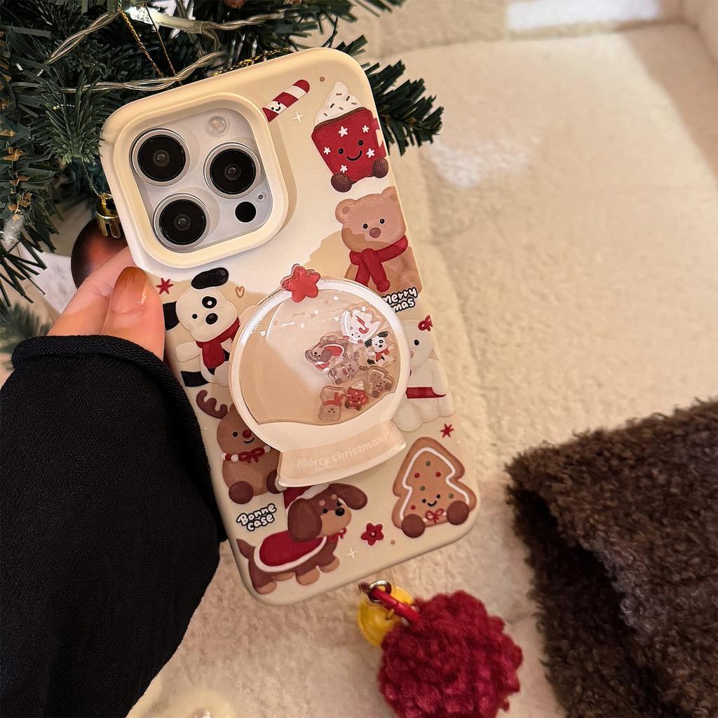 Crystal Ball Shaking Stand Suitable for Iphone16 Apple 15 Promax Mobile Phone Case 14 Lanyard 13 Plush 17