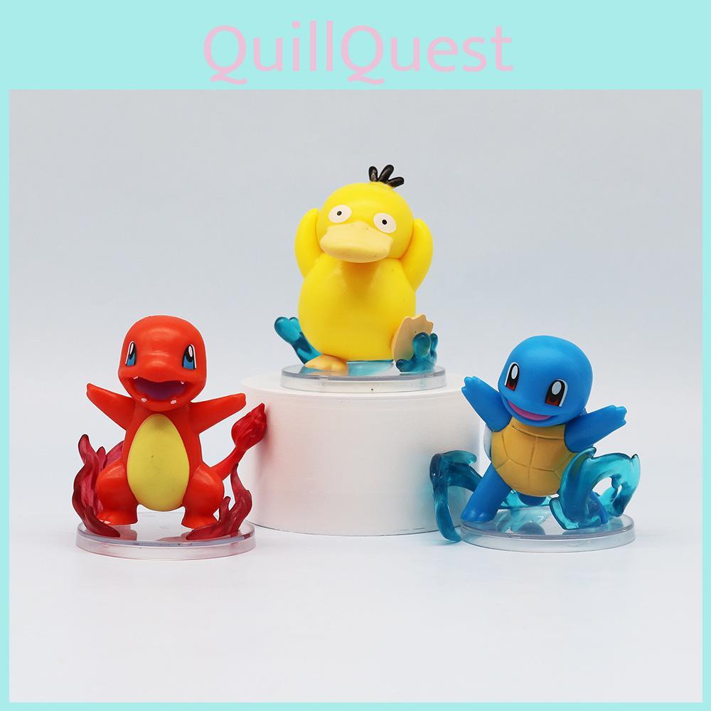 Psyduck Charmander Bulbasaur Squirtle Eevee Model Doll Ornament Set
