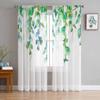 Pastoral Plants Flowers Sheer Curtains for Living Room Decoration Window Curtains for Kitchen Tulle Voile Organza Curtains