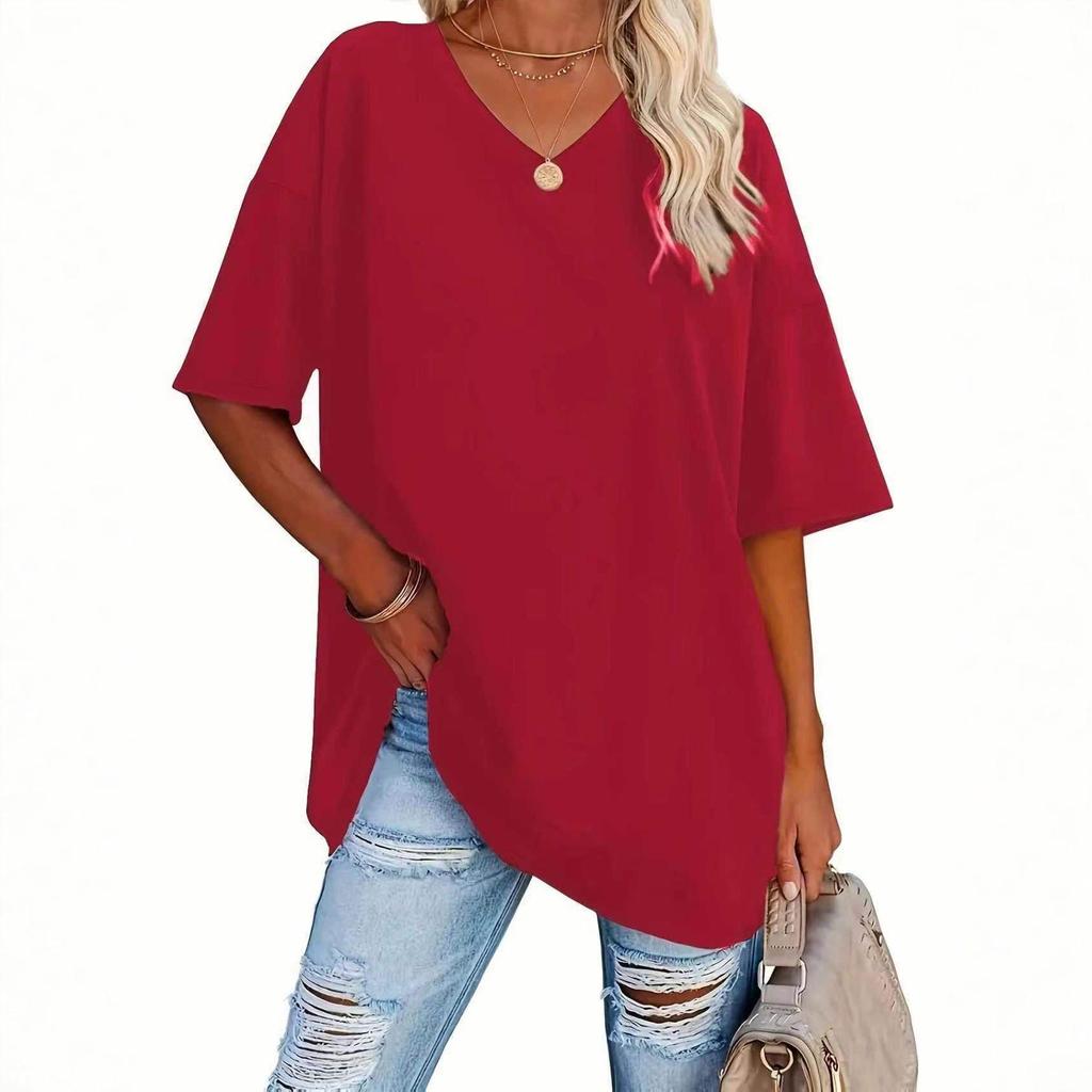 Damen Übergröße Lockeres Lässiges Rundhals-T-Shirt - Neuer Stil