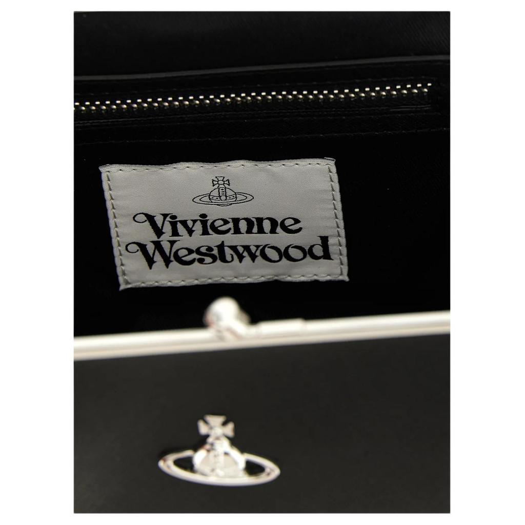Vivienne Westwood Granny Frame Removable Metal Chain Polyurethane Cotton Tote Bag Women tote bags Black 4B010007WS0021N401
