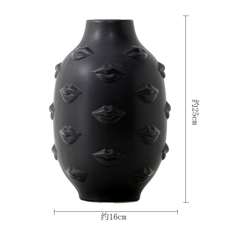 Scandinavian White Ceramic Vase Decoration Home Decoration Crafts Modern Interior Decoration Countertop Vase Art Face Shape Vase