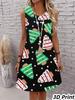 Lässiges Damen Tanktop-Kleid Sommer Ärmellos O-Ausschnitt 3D-Druck Locker A-Linien-Kleid Strand-Westenkleid