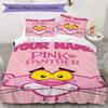 Custom Name Pink Panther Pattern Bedding Uilt Set Uilt Cover Pillowcase Home Decoration Birthday Gift (1*duvet Cover+2*pillowcase Without Core)