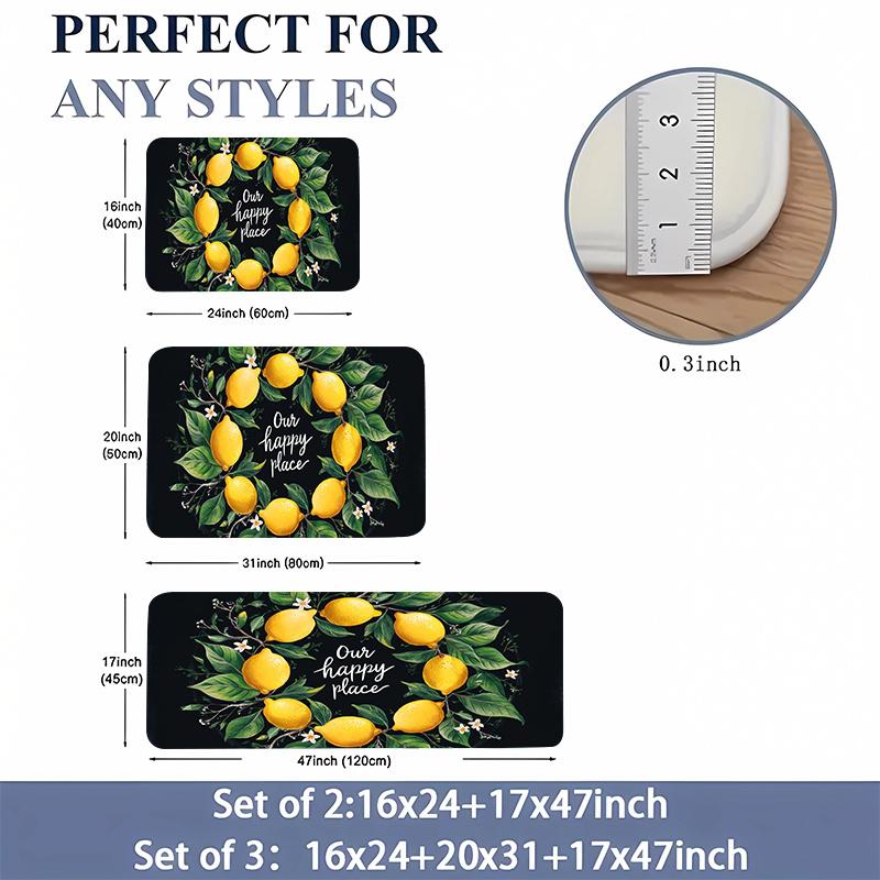 1Pcs Anti Fatigue Kitchen Rug, Lemon Print Waterproof Non-Slip Thick Cushioned Mat Comfort Standing Mat