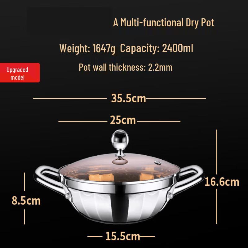 

Portable Stainless Steel Multi-Function Dry Pot