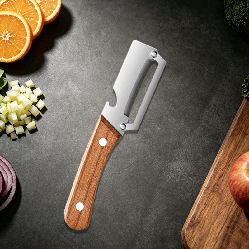 Household Kitchen Peeler Stainless Steel Vegetable Peeler Wooden Handle Peeling and Slicing Fruits and Vegetables Kitchen Tool