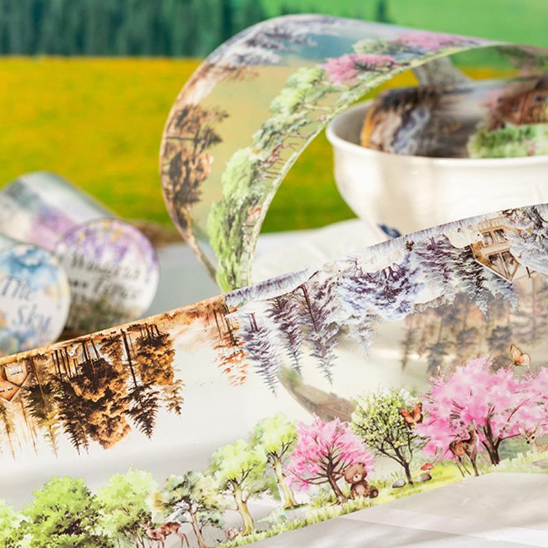 Sky & Ocean Seamless Masking Tape 65mm*2m - Scrapbook DIY Journaling Supplies for Notebook & Phone Case Decoration