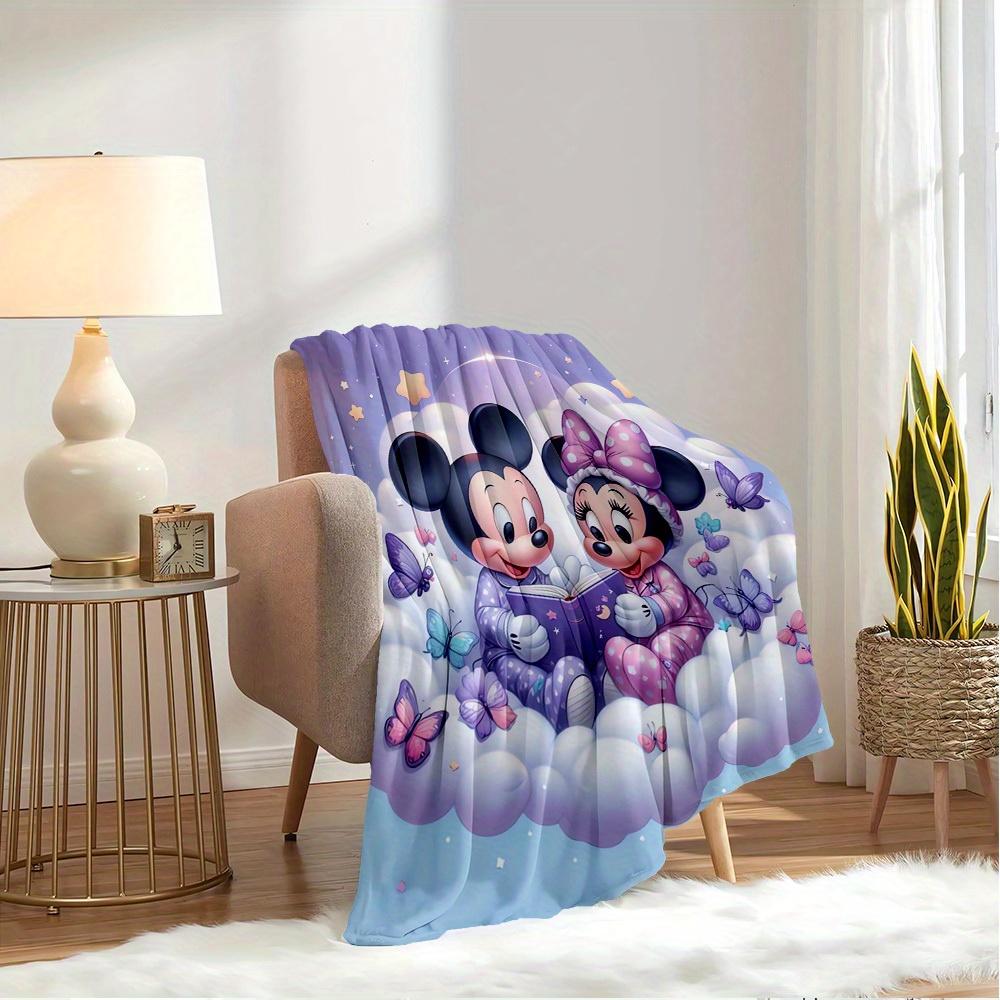 1pc Flannel Bedding Throw Blanket - Cute Mickey Mouse and Minnie Mouse Reading Book Design, Perfect