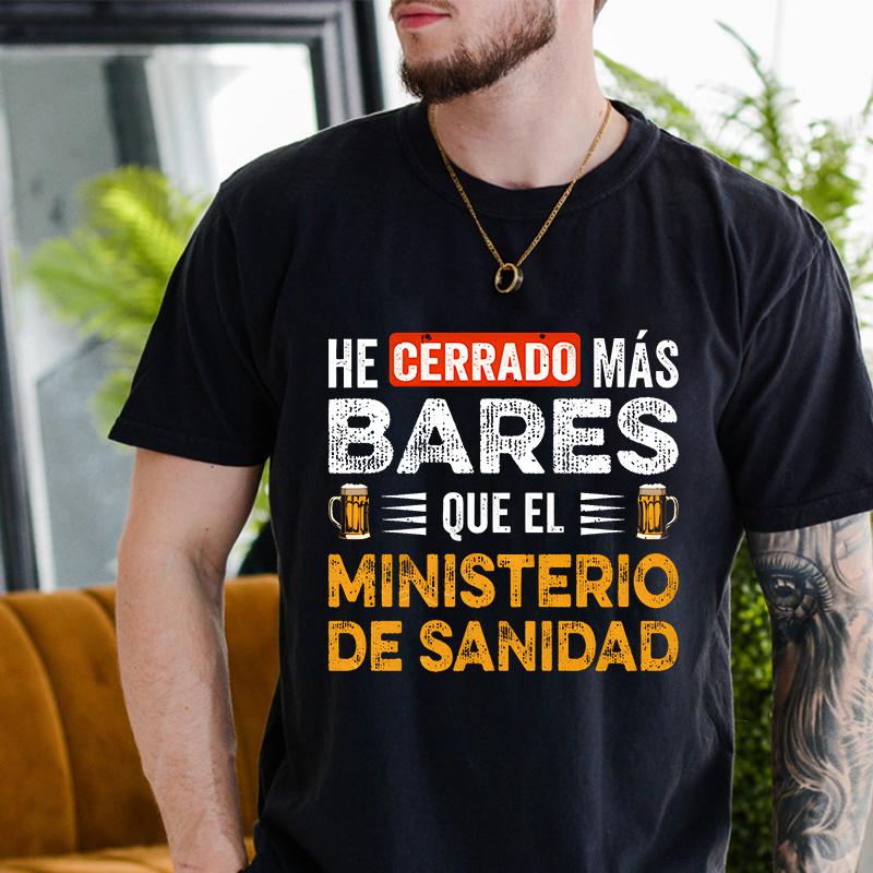 

Я закрываю больше баров Мужская футболка Мода Ретро Испанский юмор Одежда Гик Любители пива Подарок Футболки с коротким рукавом Унисекс футболка Топы 4XL