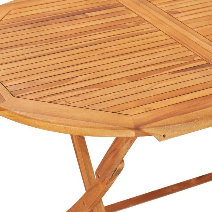 Folding Garden Table In Solid Teak Wood - VidaXL - Oval - 160x80x75 Cm - Brown